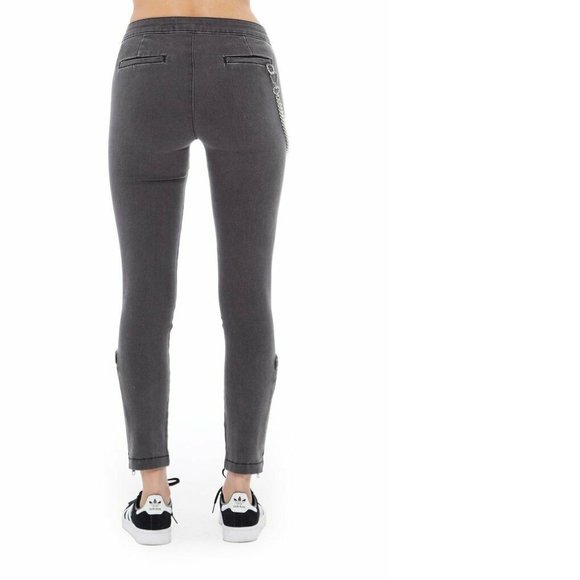FOR4 Women's sz 26 Gray Iris Chain Ankle Zip Crop Mid-Rise Stretch Skinny Jeans - Picture 3 of 12